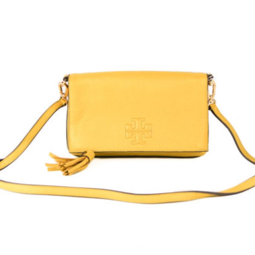 TORY BURCH  Thea Mini Pebbled Leather Foldover Crossbody Bag Clutch Handbag